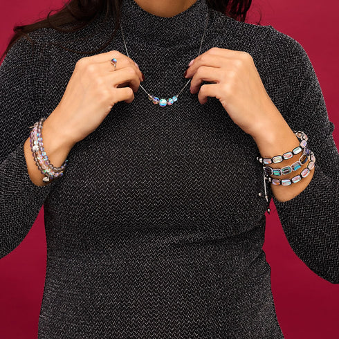 Voie Lactée | Argent sterling .925 | Bracelet de perles de verre galaxie
